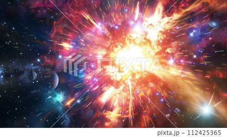 Bright and beautiful gamma ray burst in space. 112425365