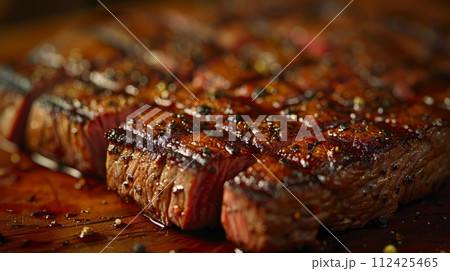 Close up of delicious grilled steak. Western food concept. 112425465