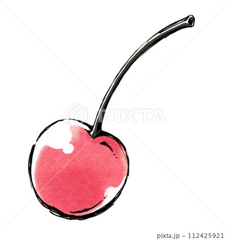 夏のトロピカルフルーツのワンポイントイラスト　丸ごとのチェリー 112425921