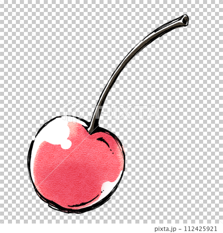 夏のトロピカルフルーツのワンポイントイラスト　丸ごとのチェリー 112425921