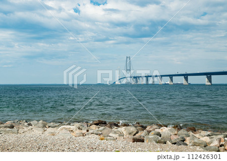 The great belt bridge, Storebelt in Denmark, connecting Zealand with Funen. The great belt bridge, Storebelt in Denmark, connecting Zealand with Funen. 112426301