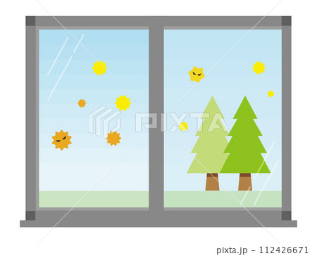 花粉が入ってこないように窓を閉めたイラスト 花粉が入ってこないように窓を閉めたイラスト 112426671
