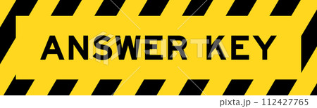 Yellow and black color with line striped label banner with word answer key 112427765
