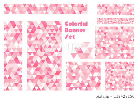 バナーセット_三角形モザイク_ピンク 112428150