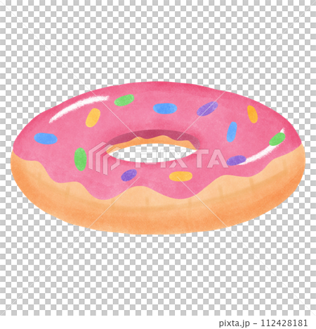 Inflatable swim ring in shape of donut Inflatable swim ring in shape of donut 112428181