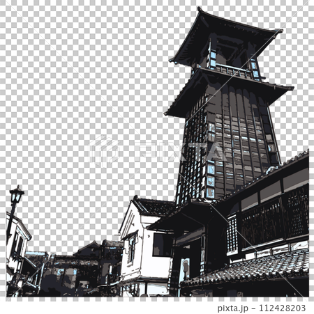 川越市の名所、時の鐘 川越市の名所、時の鐘 112428203