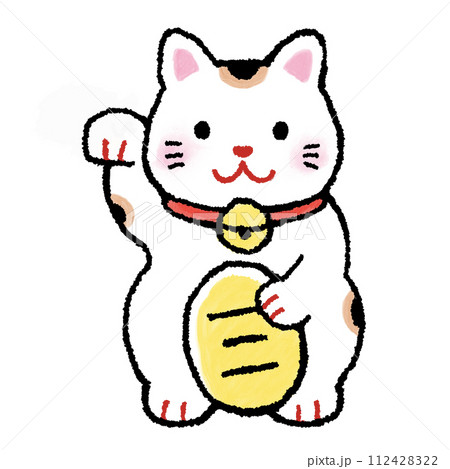 招き猫のイラスト　三毛猫 112428322