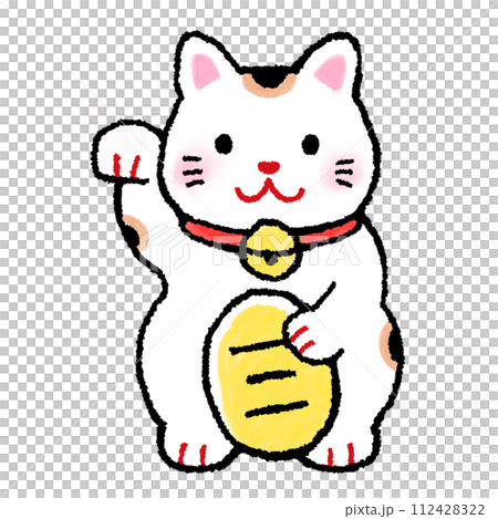 招き猫のイラスト　三毛猫 112428322