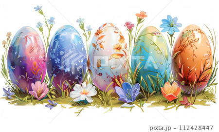 Easter eggs springtime illustrationのイラスト素材 [112428447] - PIXTA