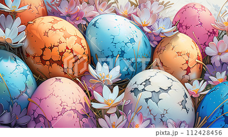 Easter eggs springtime illustrationのイラスト素材 [112428456] - PIXTA