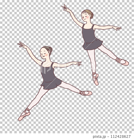 Girls practicing ballet (jumping, balance) 112428627
