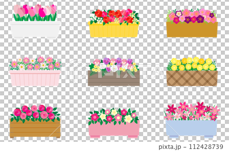 花盆裡可愛的粉紅色花朵的插圖集 112428739