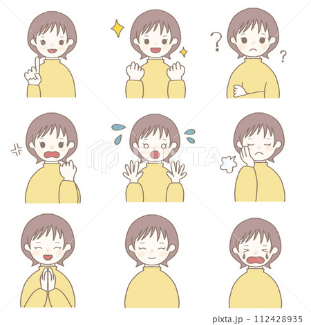 ショートカットの女の子アイコンセット➁ ショートカットの女の子アイコンセット➁ 112428935