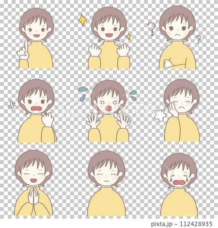 ショートカットの女の子アイコンセット➁ ショートカットの女の子アイコンセット➁ 112428935