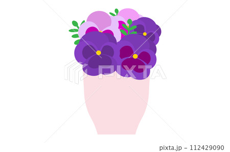 花瓶に入ったピンクと紫のパンジー 花瓶に入ったピンクと紫のパンジー 112429090