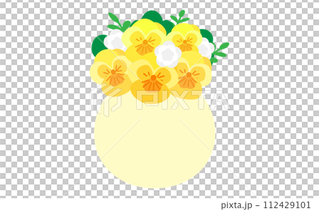 花瓶に入った黄色のパンジー 花瓶に入った黄色のパンジー 112429101