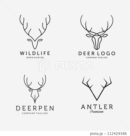 Set of Line Art Deer Hunt Logo Vector Illustration Design Icon Simple Sign Set of Line Art Deer Hunt Logo Vector Illustration Design Icon Simple Sign 112429386