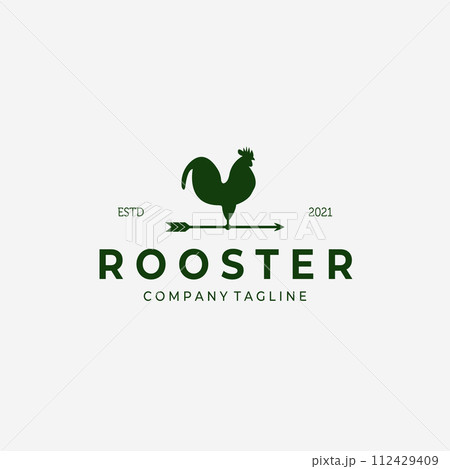 Weathervane Rooster Vintage Logo Vector Design Illustration, Rooster Icon, Farm Fresh, Livestock Company Weathervane Rooster Vintage Logo Vector Design Illustration, Rooster Icon, Farm Fresh, Livestock Company 112429409
