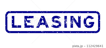 Grunge blue leasing word square rubber seal stamp on white background 112429641
