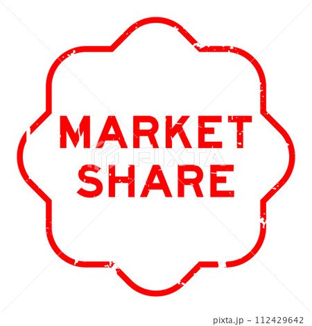 Grunge red market share word rubber seal stamp on wthie background 112429642