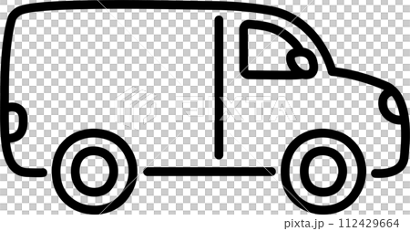 Delivery van cartoon doodle line icon 112429664