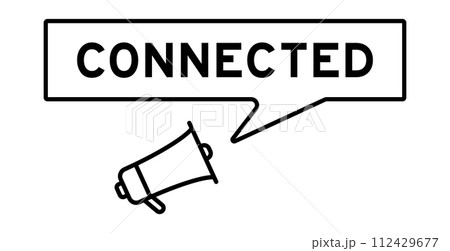 Megaphone icon with speech bubble in word connected on white background Megaphone icon with speech bubble in word connected on white background 112429677