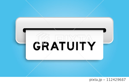 White coupon banner with word gratuity from machine on blue color background 112429687
