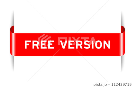 Red color inserted label banner with word free version on white background 112429719