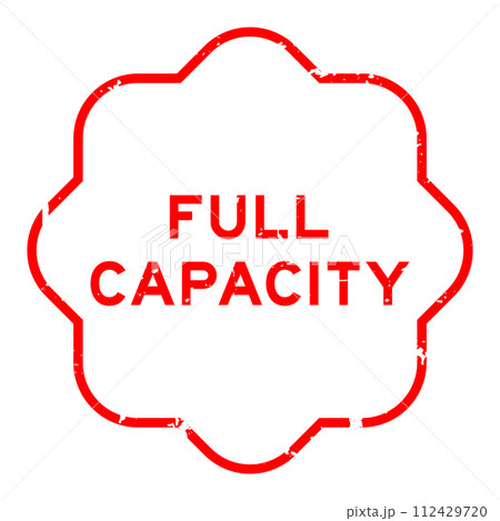 Grunge red full capacity word rubber seal stamp on white background 112429720