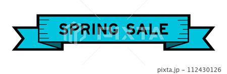 Ribbon label banner with word spring sale in blue color on white background Ribbon label banner with word spring sale in blue color on white background 112430126