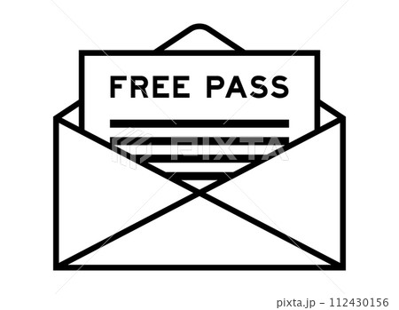 Envelope and letter sign with word free pass as the headline 112430156