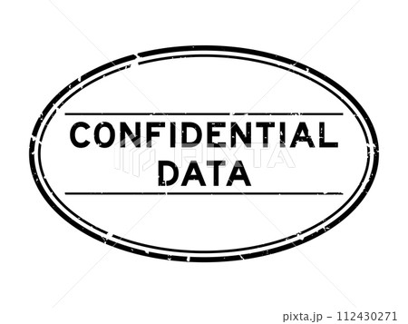 Grunge black confidential data word oval rubber seal stamp on white background 112430271