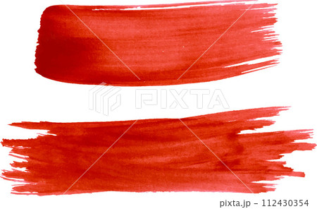 Watercolor brush stroke of red paint on a white isolated background 112430354