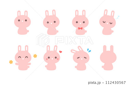 かわいいうさぎのイラスト素材セット 112430567