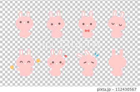 かわいいうさぎのイラスト素材セット 112430567