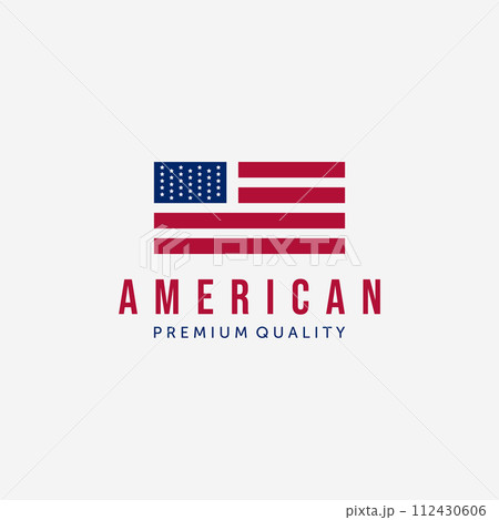Minimalist American Flag Logo Vector Design Symbol Vintage Illustration 112430606