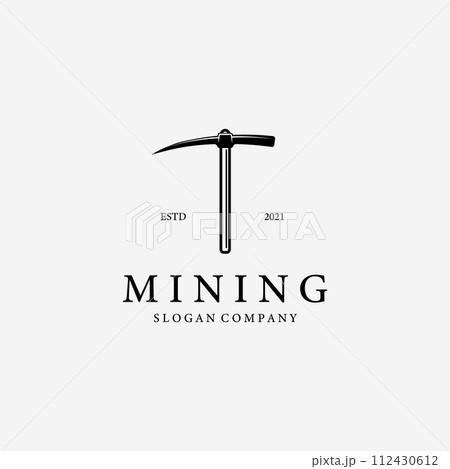 Pickaxe Simple Logo Vector Design Illustration...のイラスト素材 [112430612 ...