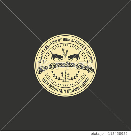 Pet Shop Cat Catnip Pussy Vector Vintage Logo, Illustration Design of Pet Store Market Concept 112430923