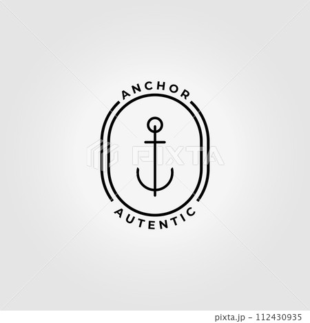 Minimal Emblem of Anchor Ship Line Art Logo, Vector Illustration Design of Across the Ocean 112430935