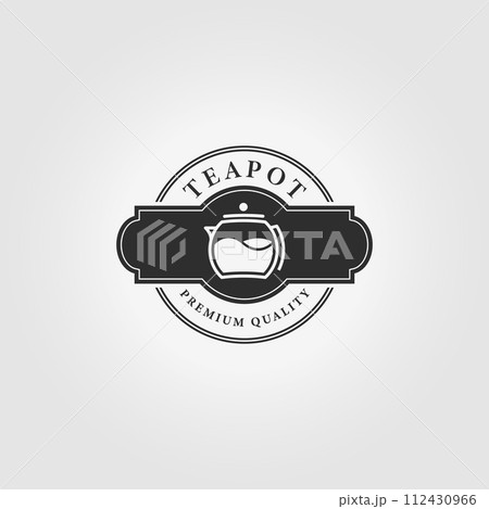 Label of Teapot Logo Vintage Vector Illustration Design Label of Teapot Logo Vintage Vector Illustration Design 112430966