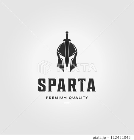 Spartans Armour with Swords Logo Vintage Vector Illustration Design 112431043