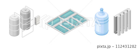Isometric Water Purification Industrial System Technology Facility Vector Set Isometric Water Purification Industrial System Technology Facility Vector Set 112431282