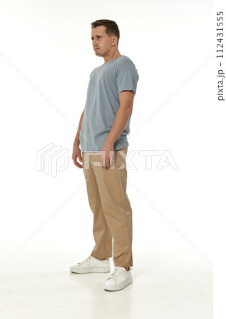offended frustrated young man on white background. sadness 112431555