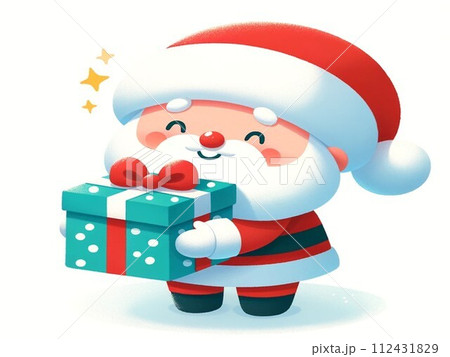 クリスマスにプレゼントを届ける可愛いサンタさんのイラスト素材