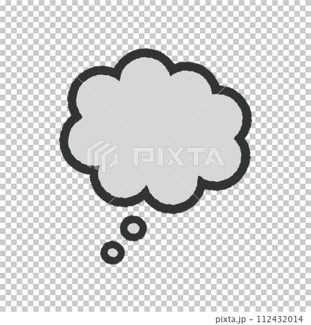 グレーの雲型の手書きの吹き出し - 考える・心の声・モヤモヤのイメージ素材 グレーの雲型の手書きの吹き出し - 考える・心の声・モヤモヤのイメージ素材 112432014
