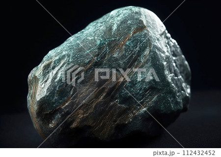 Botallackite is a rare precious natural stone on a black background. AI generated. Header banner mockup with space. 112432452