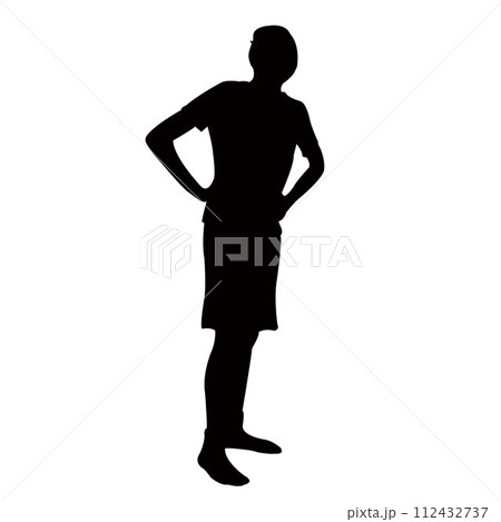 a boy standing body silhouette vector a boy standing body silhouette vector 112432737