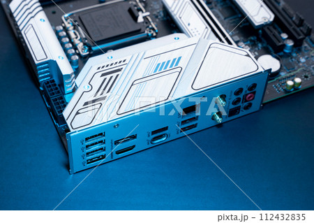 modern powerful and fast motherboard with connectors for HDMI and USB modern powerful and fast motherboard with connectors for HDMI and USB 112432835
