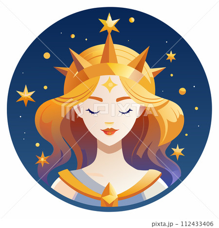 cute Virgo with golden stars illustration on white background 112433406