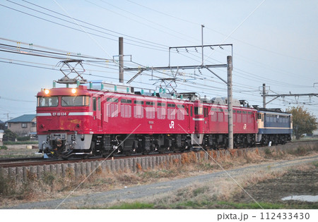 高崎線　行田ー熊谷　JR東日本　EF81-134＋EF81-91　廃車＋EF65-1115　検査 112433430